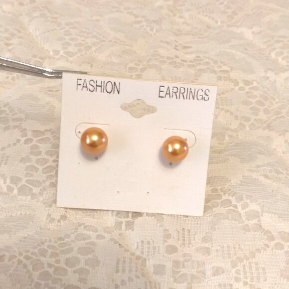 Vintage Women’s Classic Yellow Gold Beads Stud Earrings Timeless VTG Jewelry - Picture 4 of 6